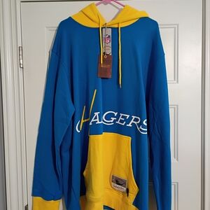 Chargers Men's 5X Blue and Yellow NFL Mitchell And Ness Throwback Hoodie NWT